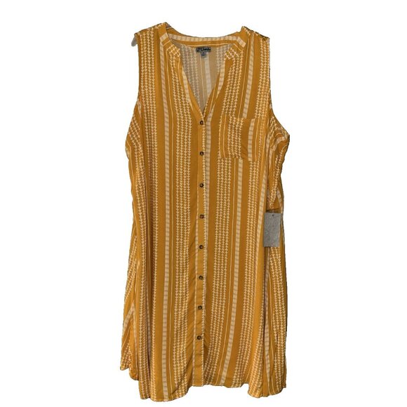 WOMENS J For Justify V-Neck Sleeveless Shirt Dress 2X BUTTON DOWN LIGHT WEIGHT - Picture 1 of 13